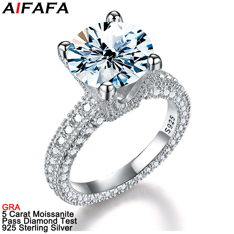 Moissanite Ring - 5 Karat Gerçek Mozanit Pırlanta Yüzükler