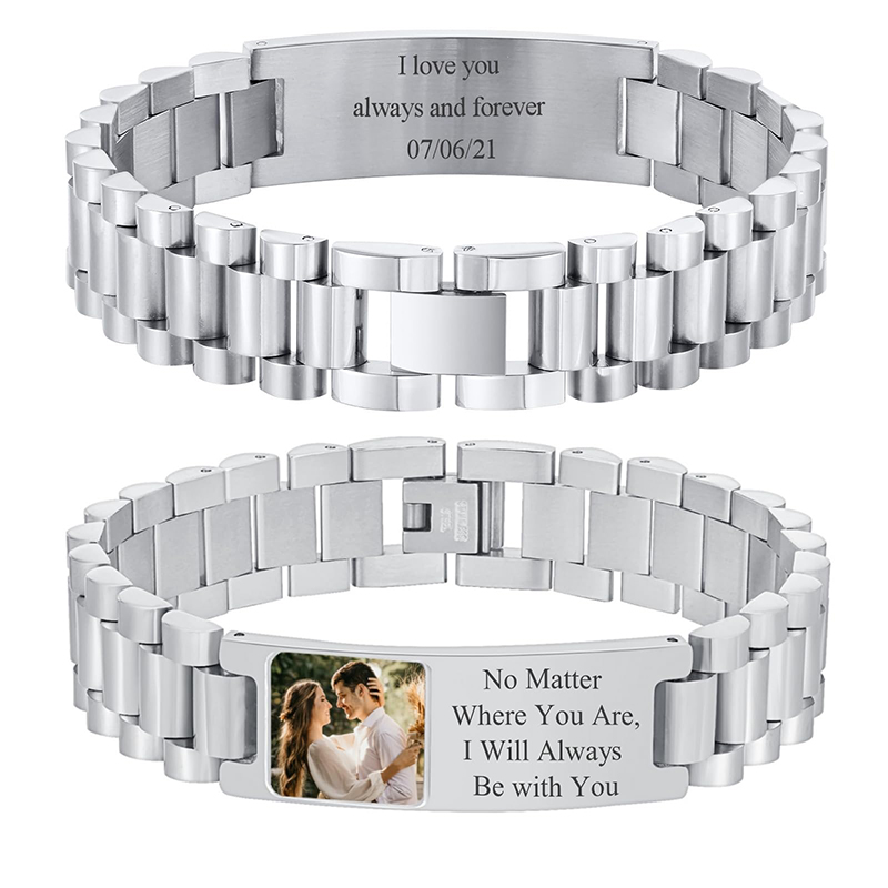 Jewelry Watches Men - Özel Resim Metin Bilezik saat kayışı