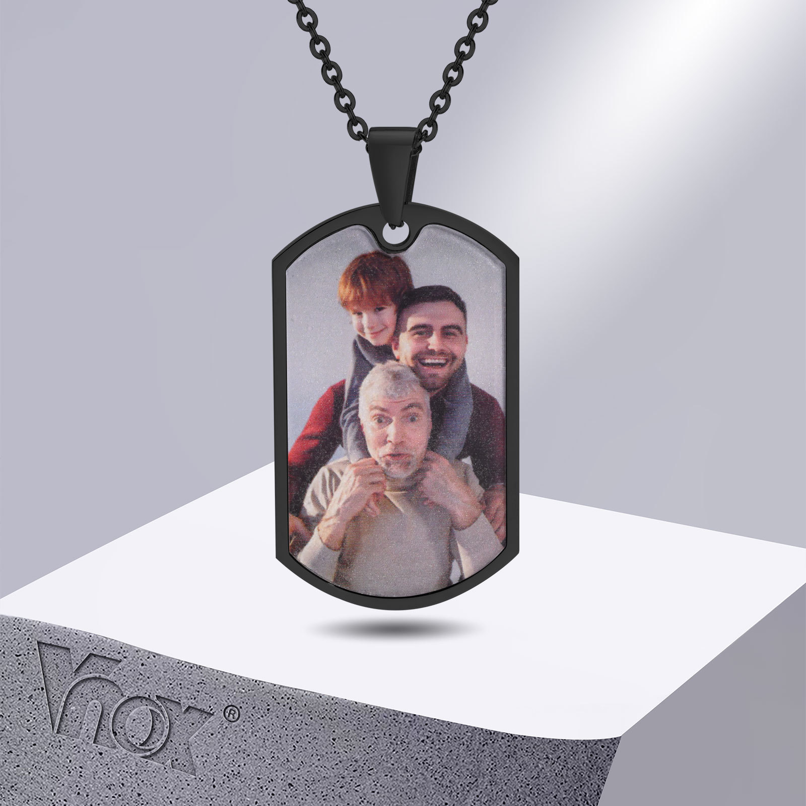 Mens Dog Tag Necklace - Vnox Ücretsiz Özel Fotoğraflar Kelimeler Erkekler