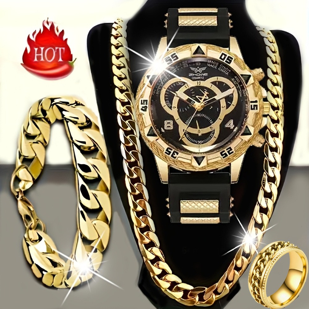 Mystery Jewelry Jar Watches - 4 Parçalı Lüks Erkek Saat ve