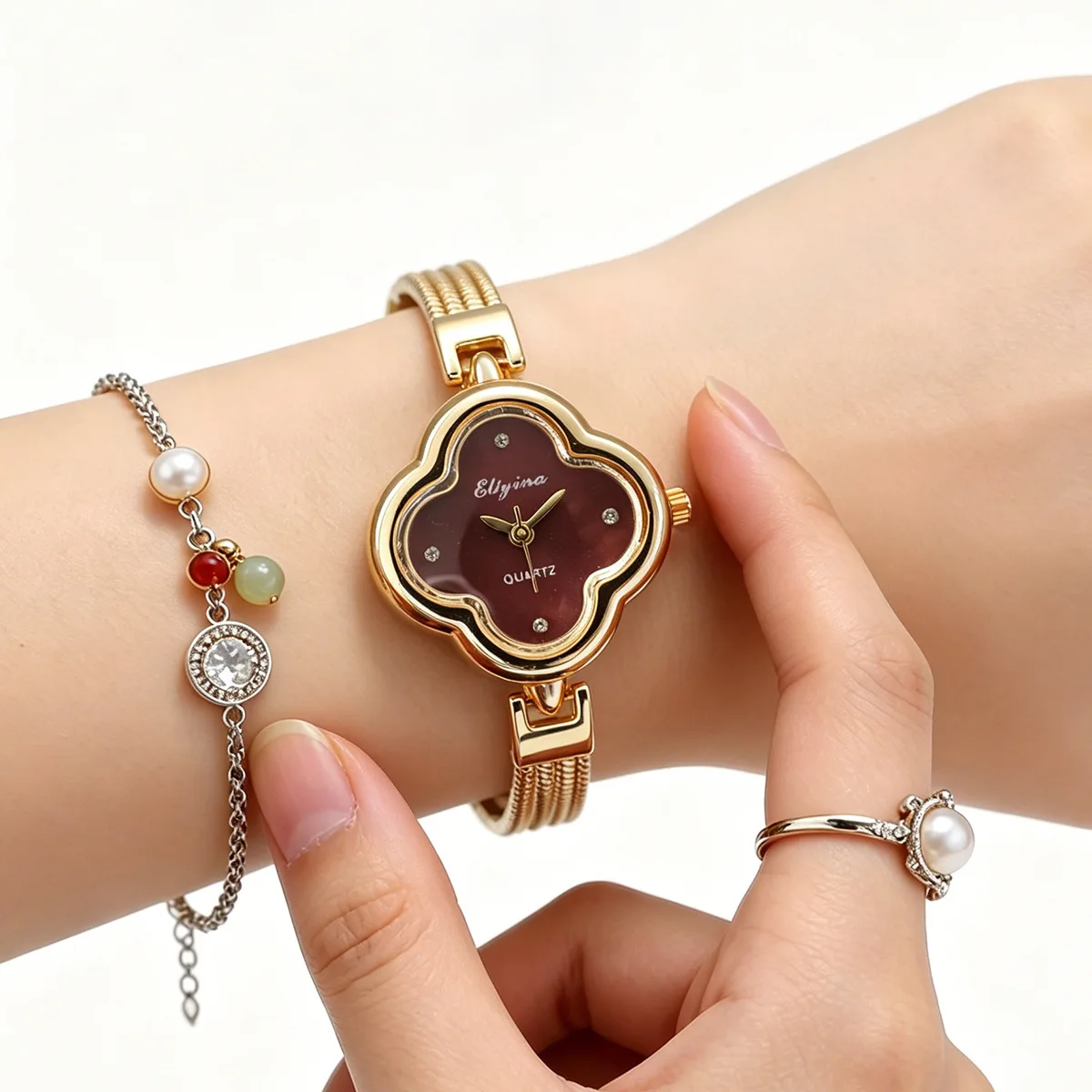 Vintage Jewelry Watches Women - Vintage Kadın Saati Altın Metal Örgü