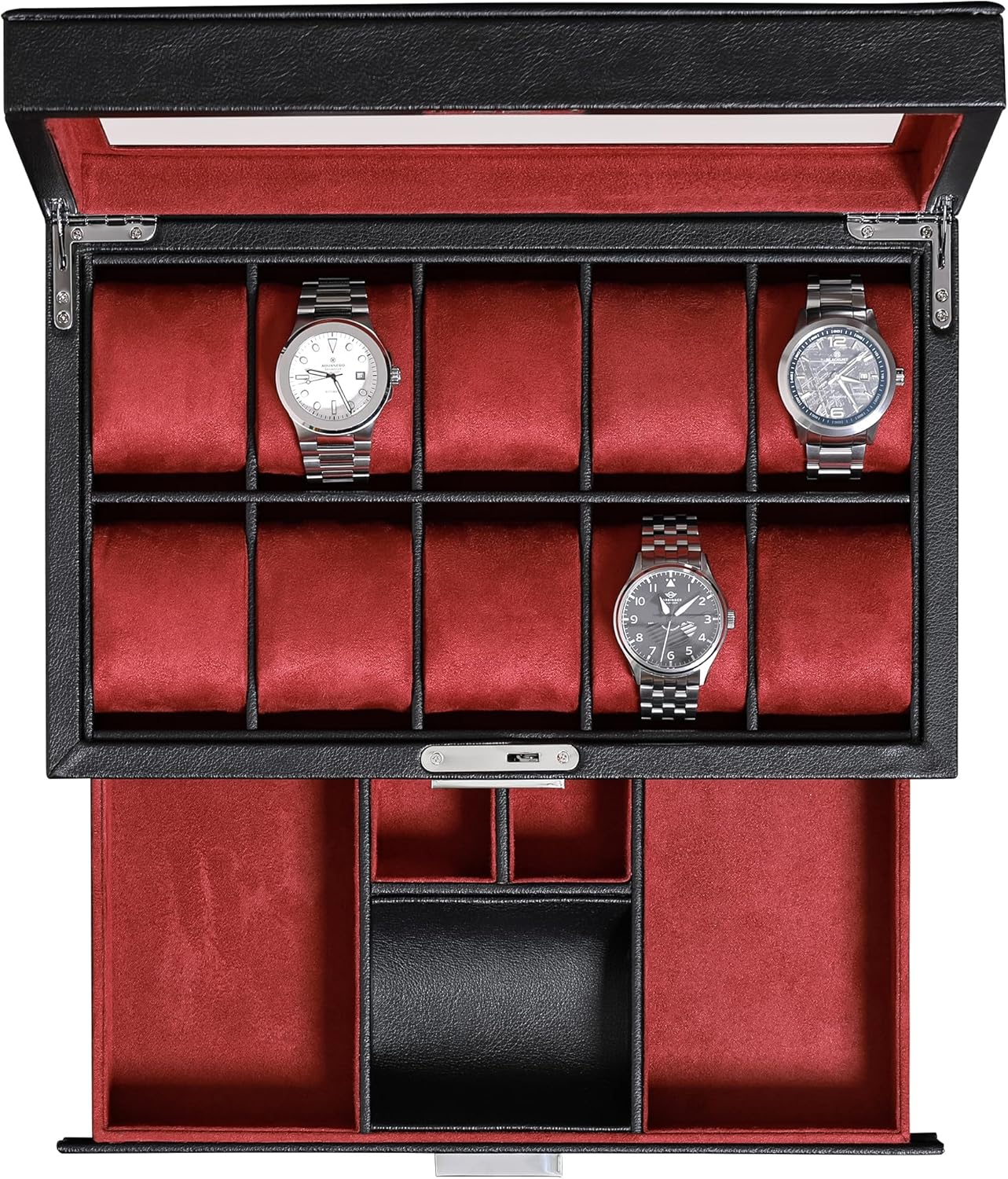 Jewelry Watches Luxury - 10 Bölmeli Deri Saat Kutusu, Valet