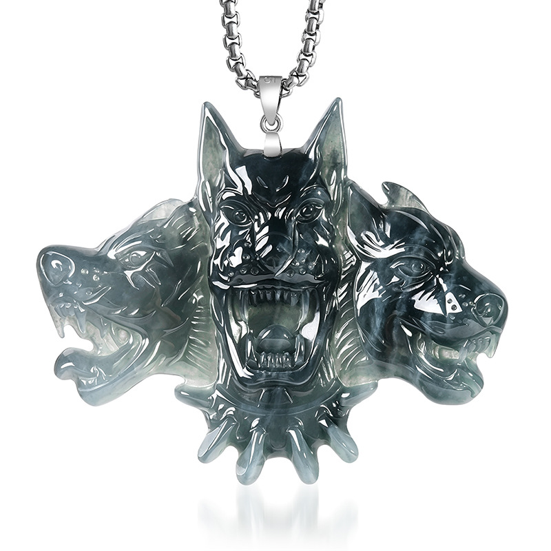 Jewelry & Watches Review - S925 Gümüş Doğal Yeşim Cerberus Kolye