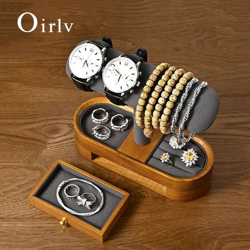 Jewelry Watches & Accessories - Oirlv katı ahşap saat organizatör raf