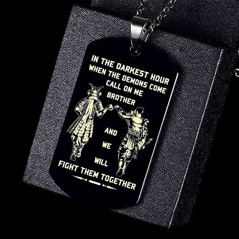 Mens Dog Tag Necklace - Vnox içinde karanlık saat zaman şeytanlar