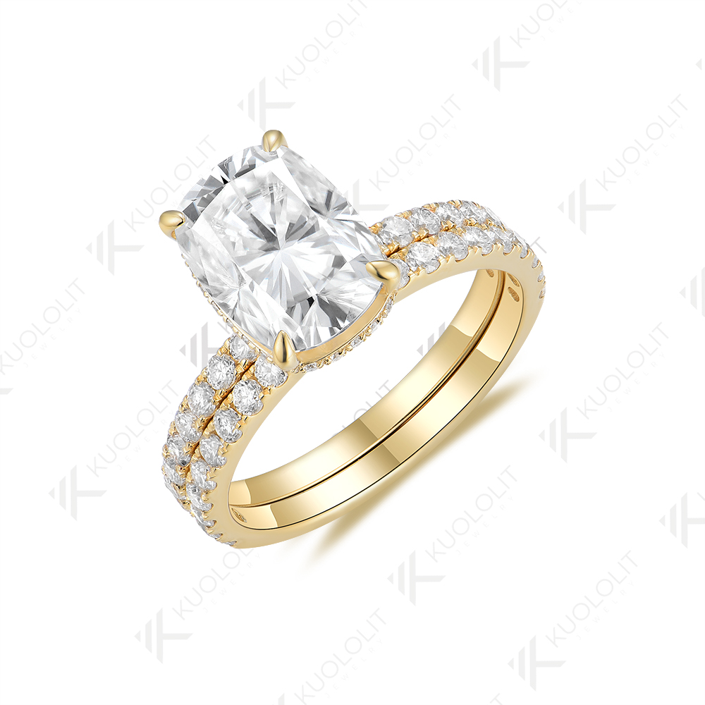Moissanite Ring - Markasız Kadınlar İçin Uzun Yastık Kesim