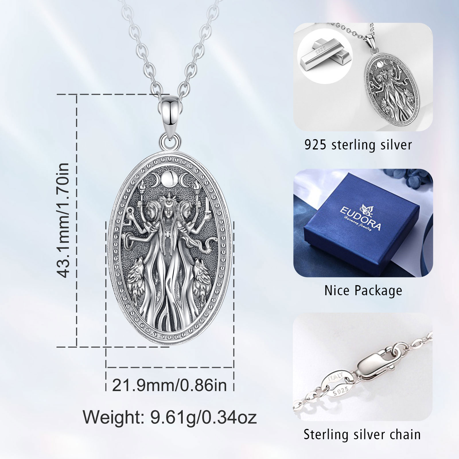 Eudora 925 Ayar Gümüş Üçlü Ay  - Mens Dog Tag Necklace incelemesi ve fiyatı