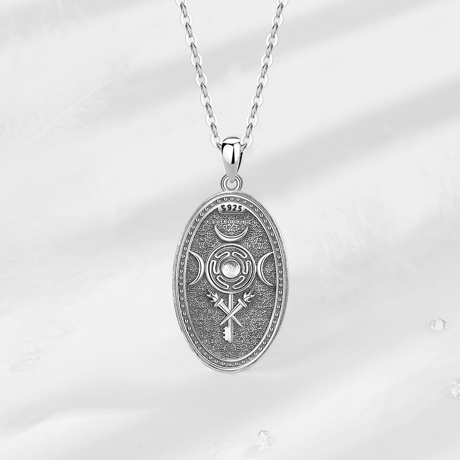 Eudora 925 Ayar Gümüş Üçlü Ay  - Mens Dog Tag Necklace incelemesi ve fiyatı