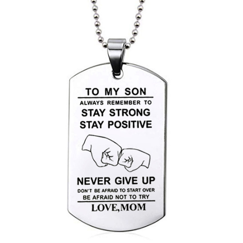 Oğluma İlham Verici Kolye Siya - Mens Dog Tag Necklace incelemesi ve fiyatı