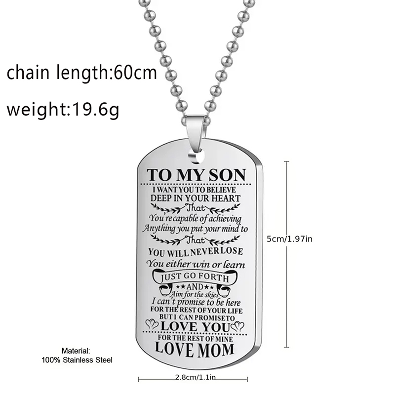 Oğluma İlham Verici Kolye Siya - Mens Dog Tag Necklace incelemesi ve fiyatı