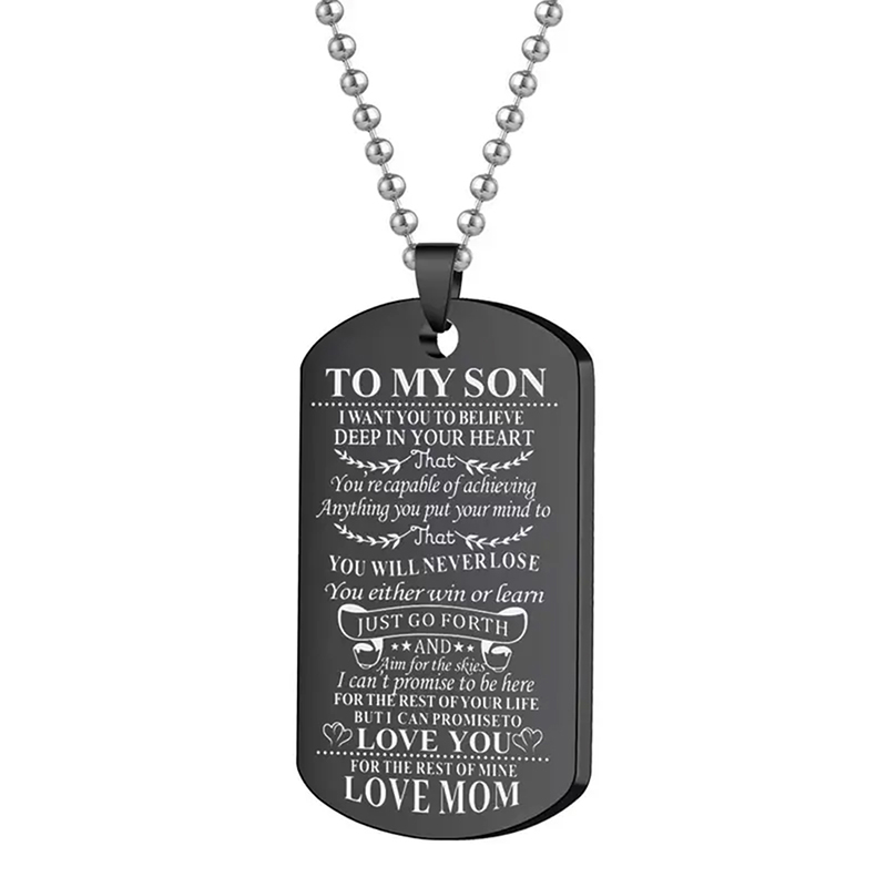 Oğluma İlham Verici Kolye Siya - Mens Dog Tag Necklace incelemesi ve fiyatı