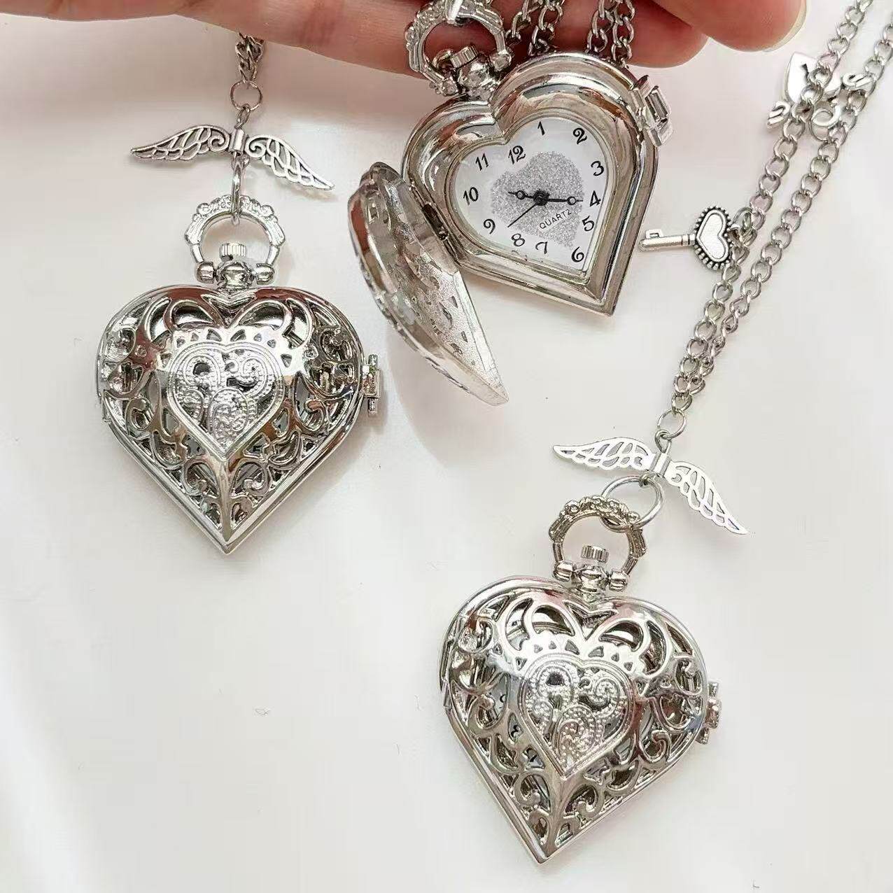 Y2K Oyuk Kalp Cep Saati Zincir - Vintage Jewelry Watches Women incelemesi ve fiyatı