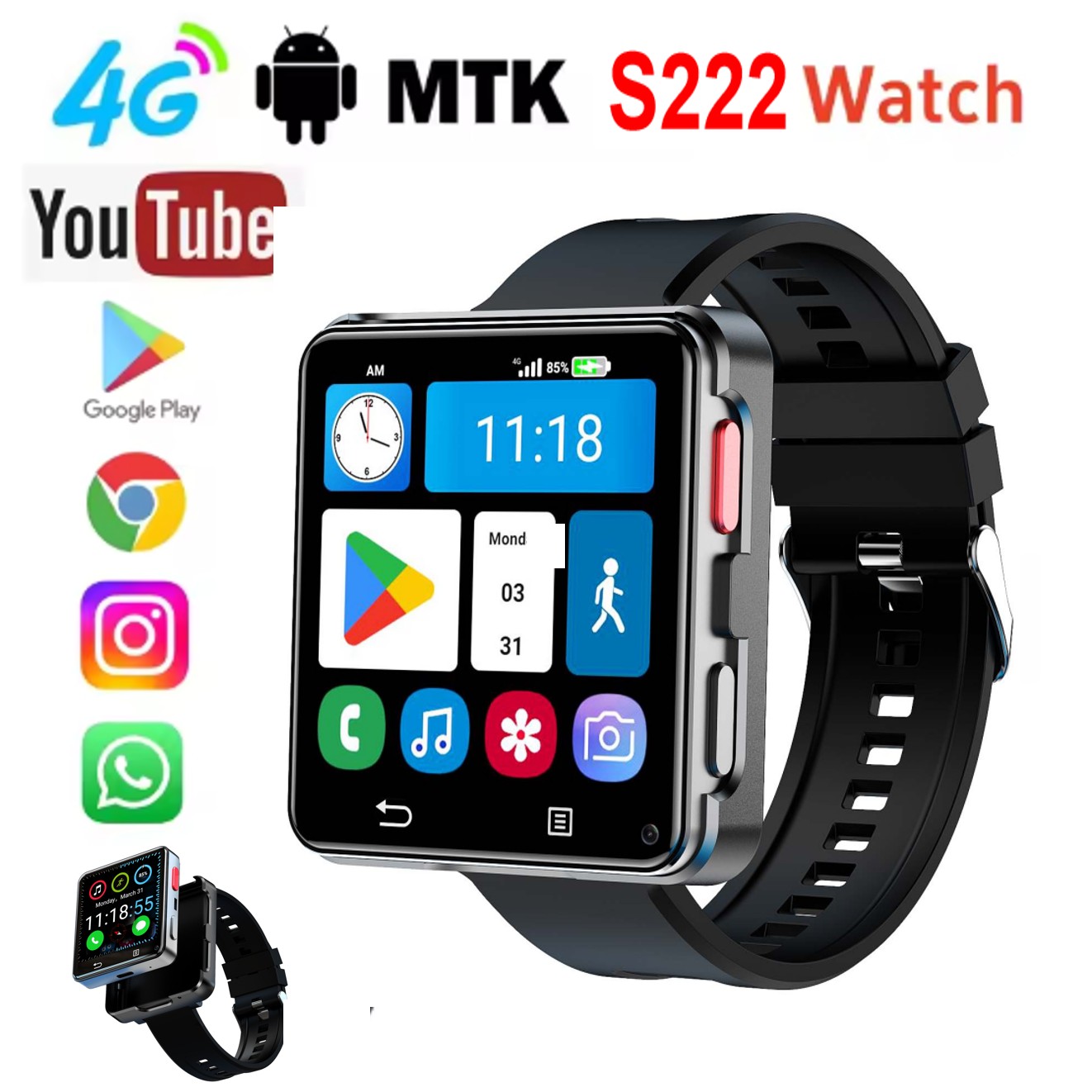 S222 Akıllı Saat 4G SIM Kart 4 - Smartwatch incelemesi ve fiyatı