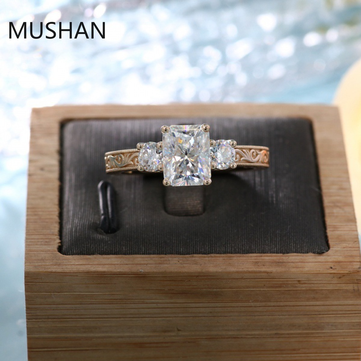 MUSHAN Lüks Özel Tasarım 14K 1 - Moissanite Ring incelemesi ve fiyatı